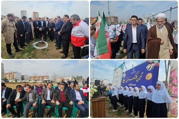 آیین کلنگ‌زنی مدرسه ۹ کلاسه شهرک مسکونی شهید سلیمانی نکا برگزار شد