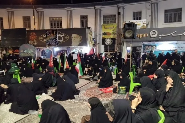 فریاد «مرگ بر آمریکا و اسرائیل» در شام غریبان حسینی