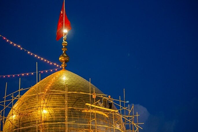 آغاز مرمت گنبد حسینیه اعظم زنجان با طلای ۲۴ عیار