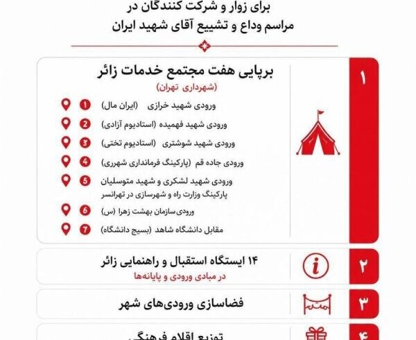 اطلاع‌نگاشت | فهرست مجتمع‌های خدمات زائر در ورودی‌های تهران